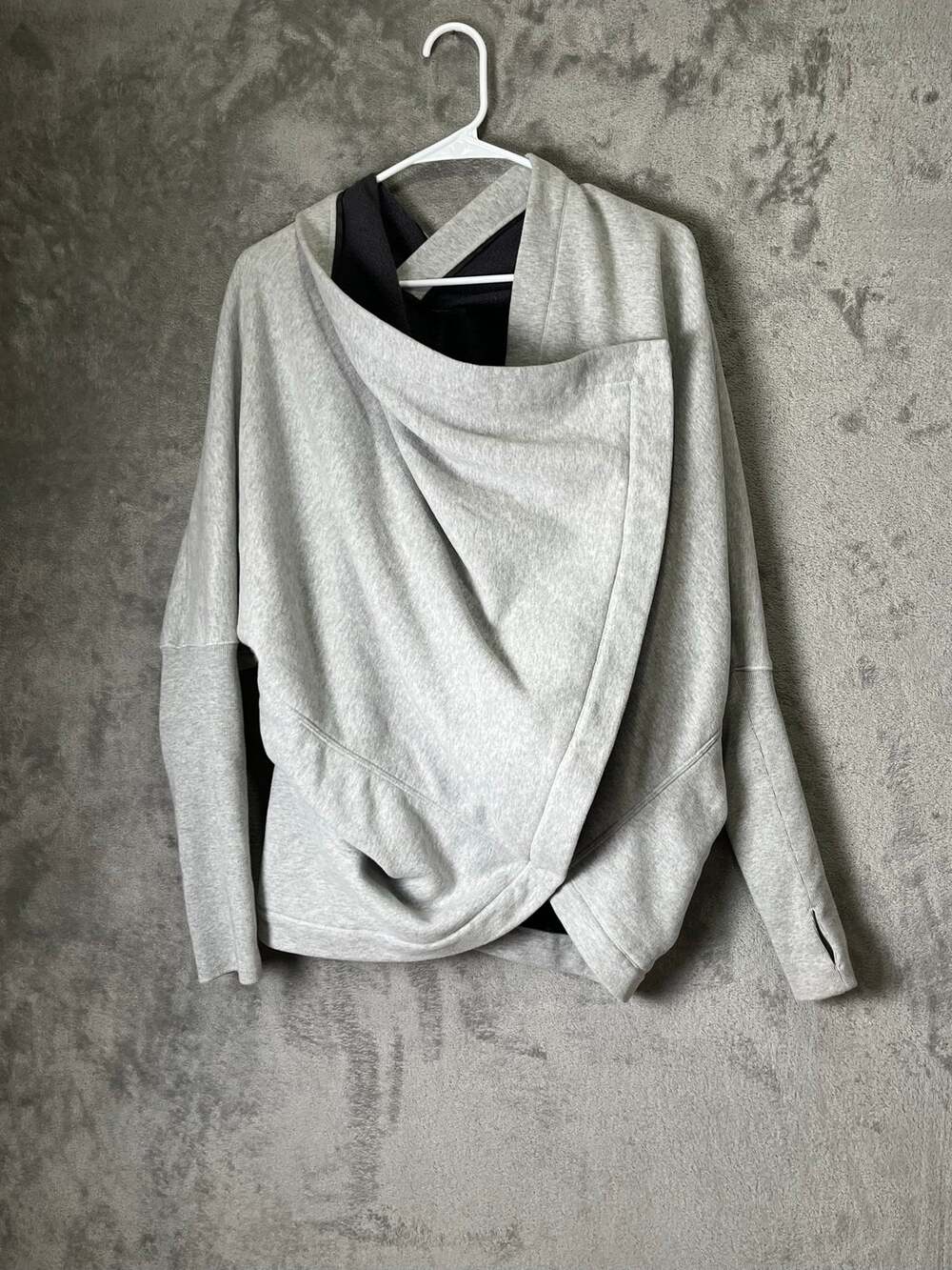 Lululemon It Makes Two Wrap Heathered Gray Cardigan Draped Jacket Athleisure Top